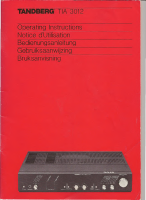 Tandberg TIA-3012 - Owners Manual